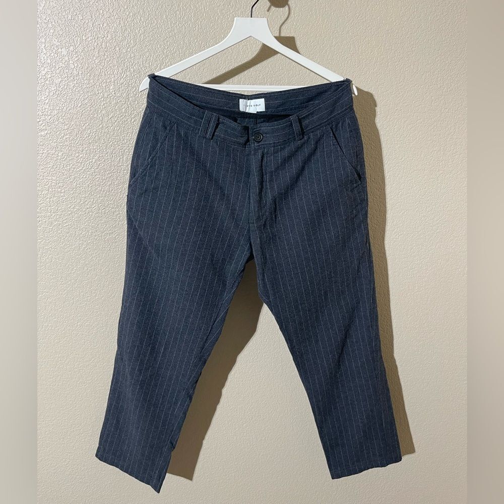 Elegant Charcoal Pinstripe Men's Dress Pants